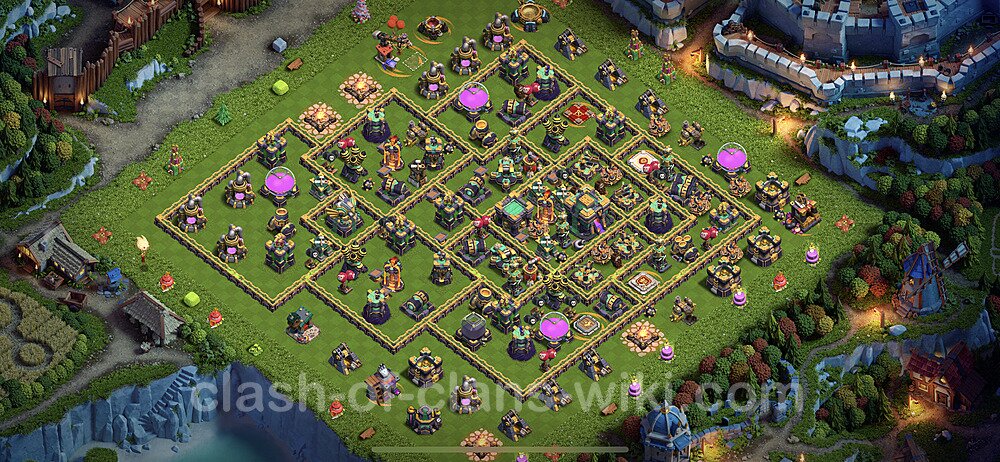 TH14 Anti 3 Stars Base Plan with Link, Copy Town Hall 14 Base Design 2023, #43