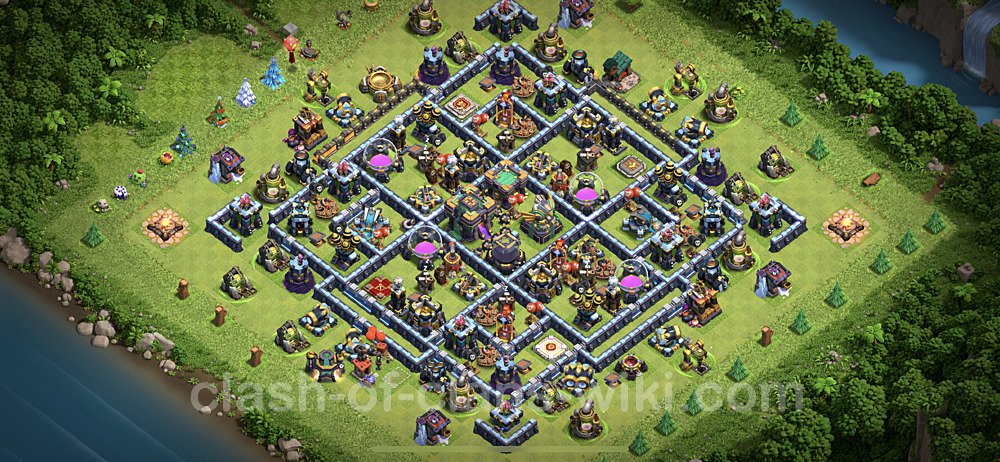 Base plan TH14 (design / layout) with Link, Hybrid, Anti Air / Electro Dragon for Farming, #10