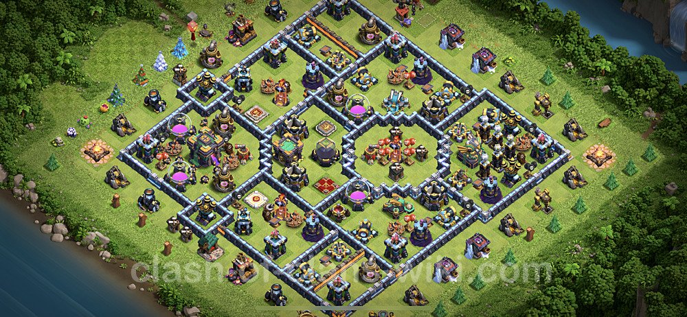 Base plan TH14 (design / layout) with Link, Hybrid, Anti Air / Electro Dragon for Farming, #11