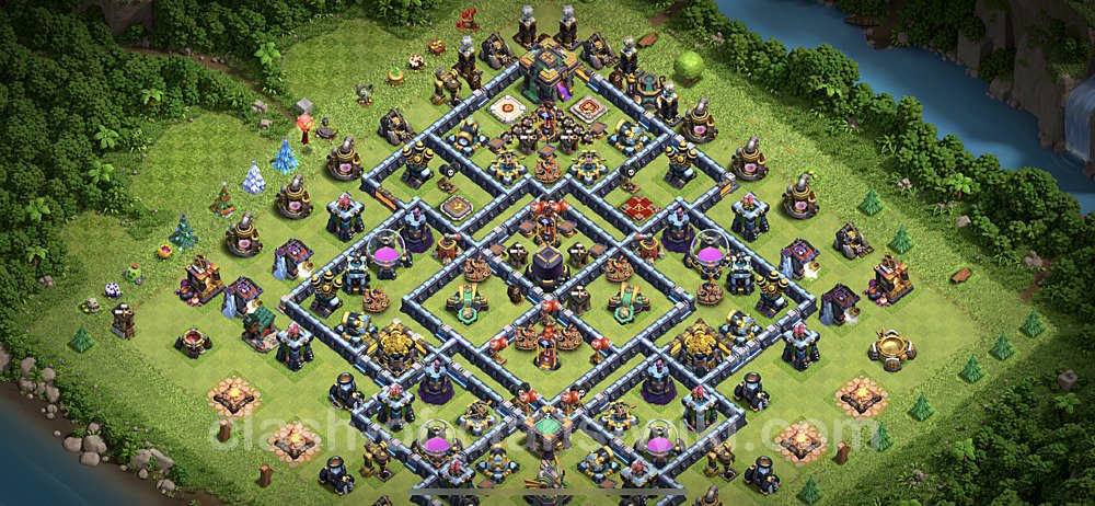 Base plan TH14 (design / layout) with Link, Hybrid, Anti Air / Electro Dragon for Farming, #16