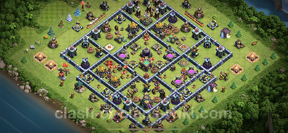 Base plan TH14 (design / layout) with Link, Hybrid, Anti Air / Electro Dragon for Farming, #17