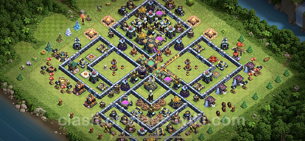 Base plan TH14 (design / layout) with Link, Hybrid, Anti Everything for Farming, #23
