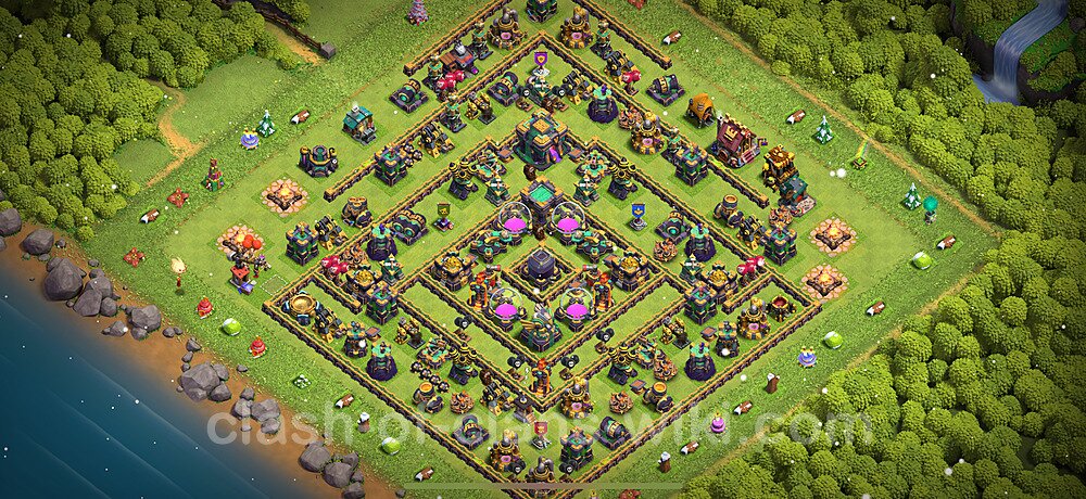 Municipio livello 14 Base + Link, Anti Air / Electro Dragon, Ibrido - Miglior Disposizione villaggio per Farming COC 2025 TH14, #2392