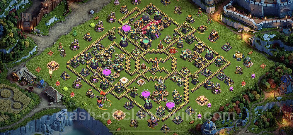 Base plan TH14 (design / layout) with Link, Anti 3 Stars, Hybrid for Farming 2023, #34