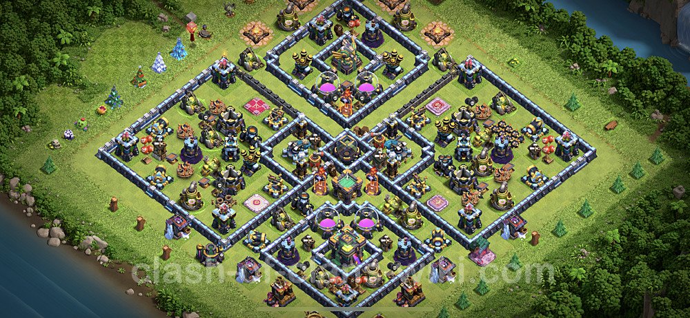 Base plan TH14 (design / layout) with Link, Hybrid, Anti Air / Electro Dragon for Farming, #7