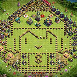 TH14 Troll Base Plan with Link, Copy Town Hall 14 Funny Art Layout 2024, #1458