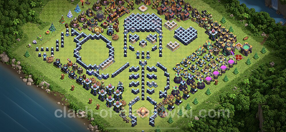 TH14 Troll Base Plan with Link, Copy Town Hall 14 Funny Art Layout, #12
