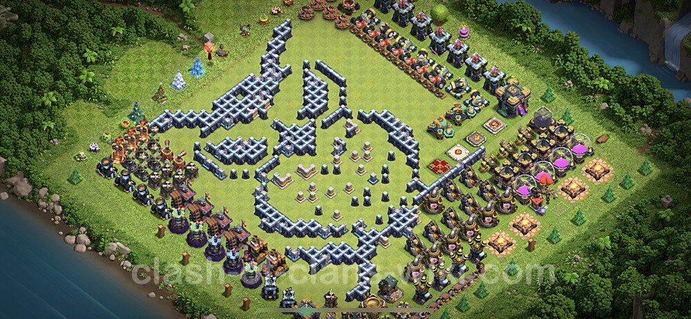 TH14 Troll Base Plan with Link, Copy Town Hall 14 Funny Art Layout, #13