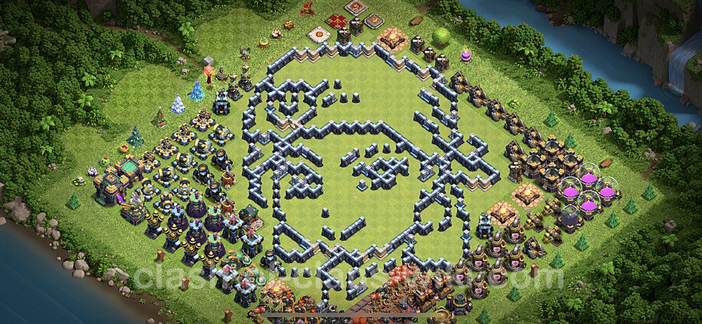 TH14 Troll Base Plan with Link, Copy Town Hall 14 Funny Art Layout, #15
