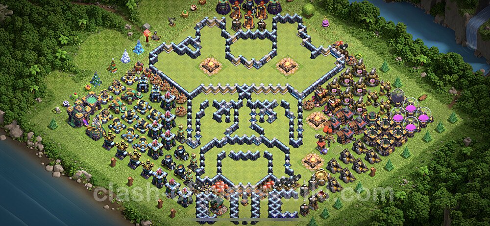TH14 Troll Base Plan with Link, Copy Town Hall 14 Funny Art Layout, #16