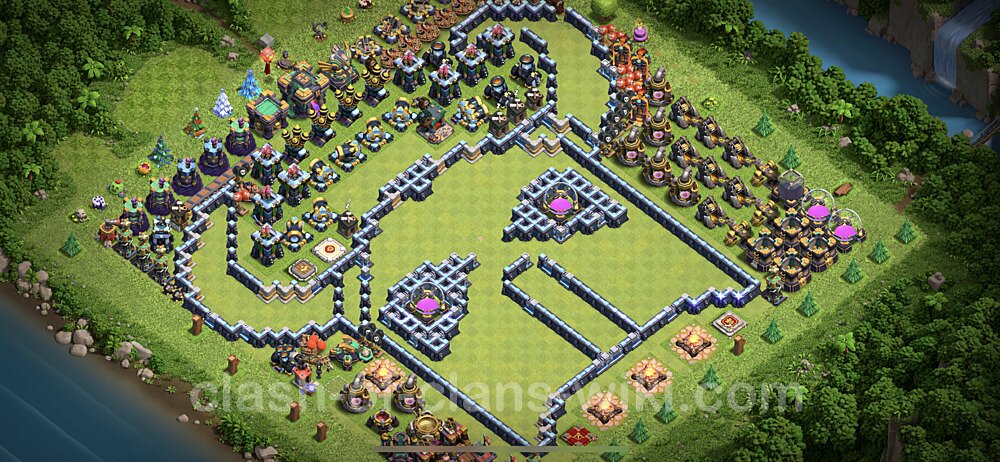 TH14 Troll Base Plan with Link, Copy Town Hall 14 Funny Art Layout, #17