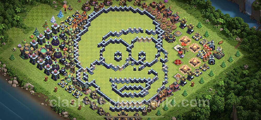 TH14 Troll Base Plan with Link, Copy Town Hall 14 Funny Art Layout, #18