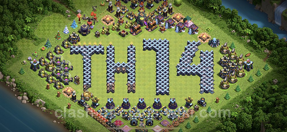 TH14 Troll Base Plan with Link, Copy Town Hall 14 Funny Art Layout, #2