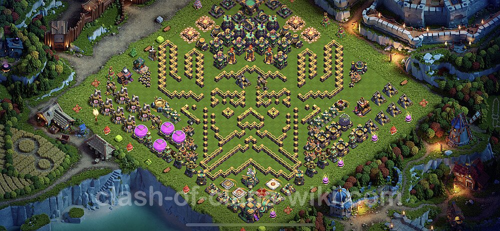TH14 Troll Base Plan with Link, Copy Town Hall 14 Funny Art Layout 2023, #22