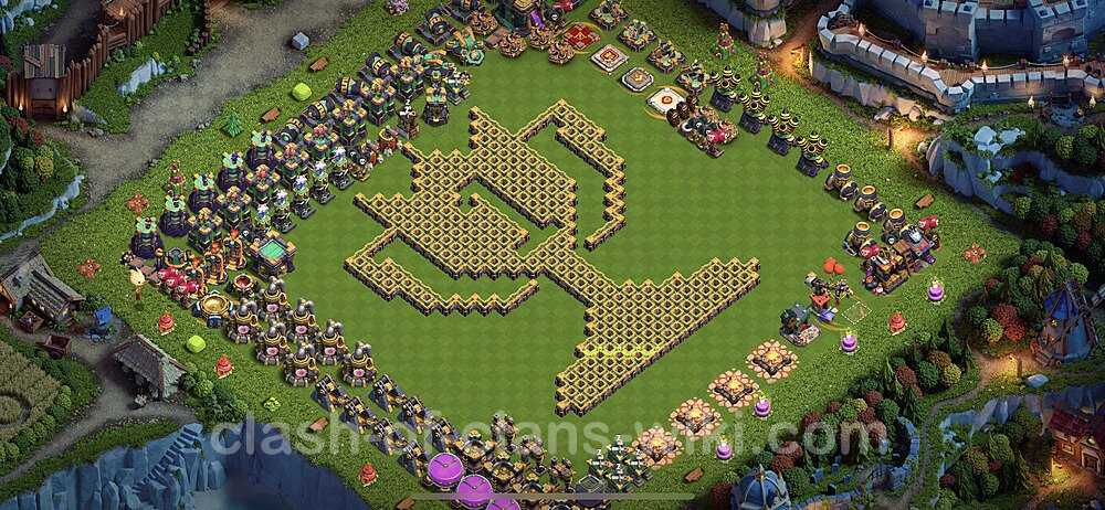 TH14 Troll Base Plan with Link, Copy Town Hall 14 Funny Art Layout 2023, #23