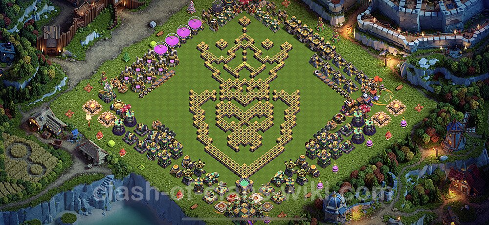 TH14 Troll Base Plan with Link, Copy Town Hall 14 Funny Art Layout 2023, #26