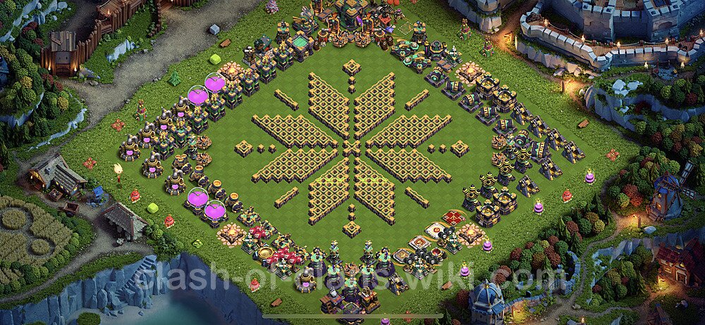 TH14 Troll Base Plan with Link, Copy Town Hall 14 Funny Art Layout 2023, #27