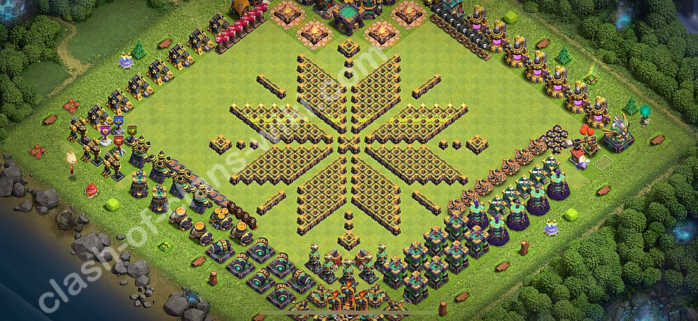 Funny Troll Diseño de aldea Ayuntamiento 14 Copiar - COC TH14 Perfecta Distribucion 2026 + Enlace, #27