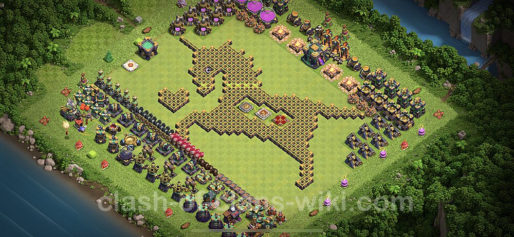 TH14 Troll Base Plan with Link, Copy Town Hall 14 Funny Art Layout 2023, #28
