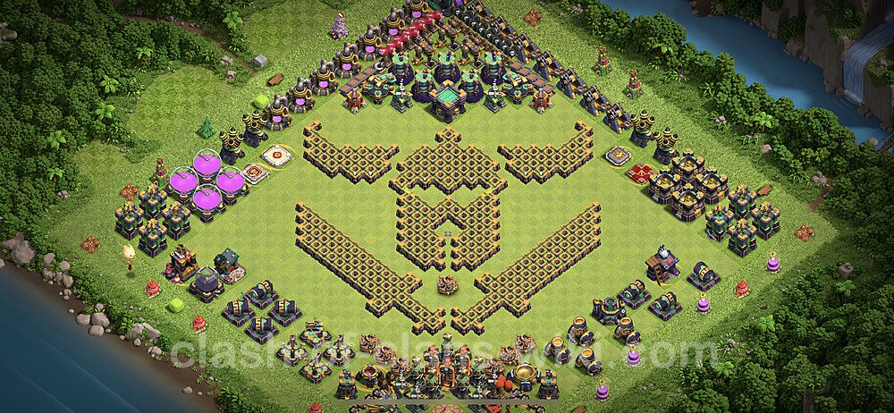 TH14 Troll Base Plan with Link, Copy Town Hall 14 Funny Art Layout 2023, #29
