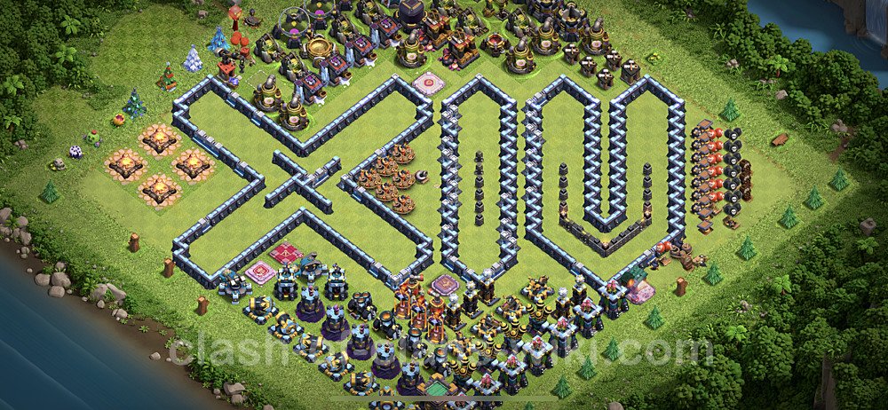 TH14 Troll Base Plan with Link, Copy Town Hall 14 Funny Art Layout, #3