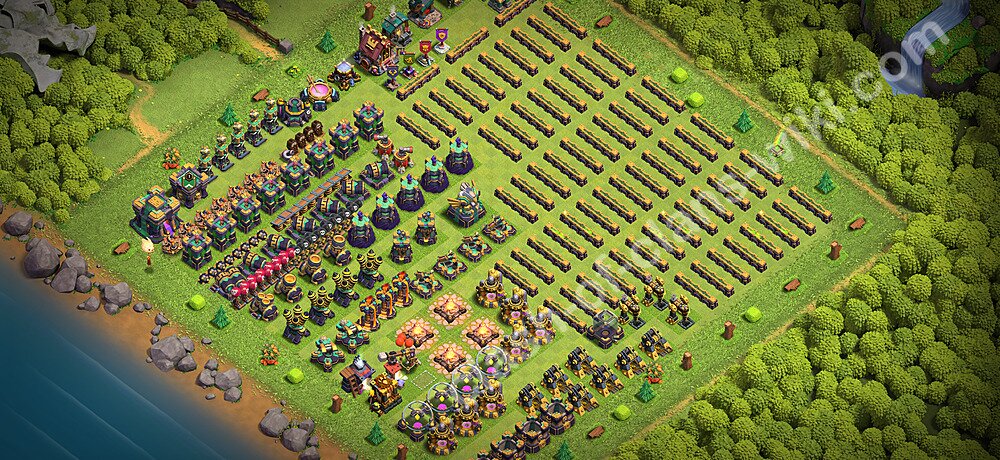 TH14 Troll Base Plan with Link, Copy Town Hall 14 Funny Art Layout 2026, #3288