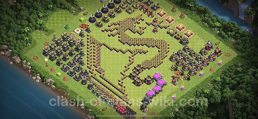 TH14 Troll Base Plan with Link, Copy Town Hall 14 Funny Art Layout 2023, #33