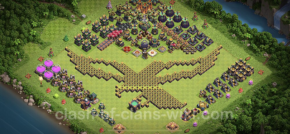 TH14 Troll Base Plan with Link, Copy Town Hall 14 Funny Art Layout 2023, #34