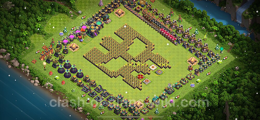 TH14 Troll Base Plan with Link, Copy Town Hall 14 Funny Art Layout 2024, #35