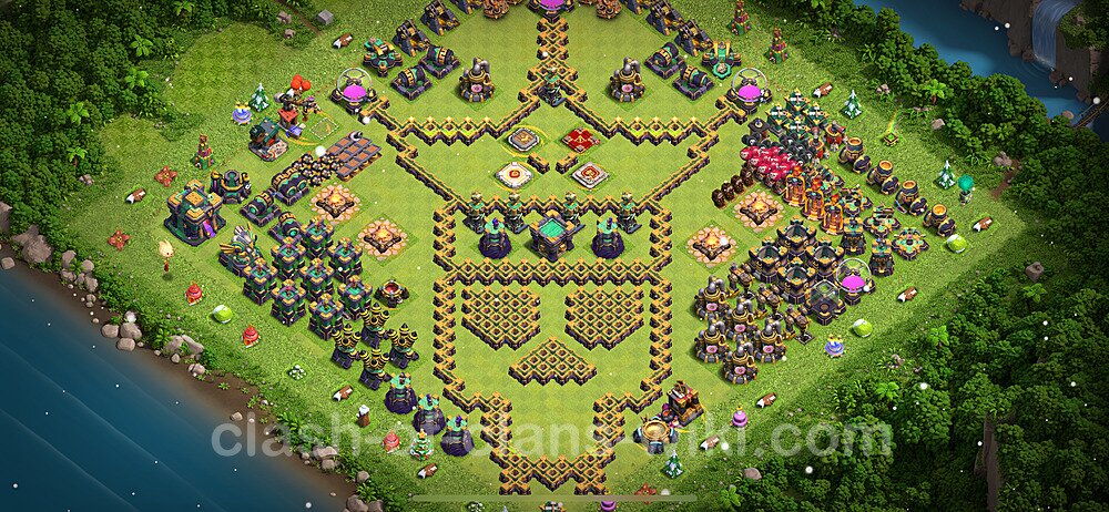 TH14 Troll Base Plan with Link, Copy Town Hall 14 Funny Art Layout 2024, #36