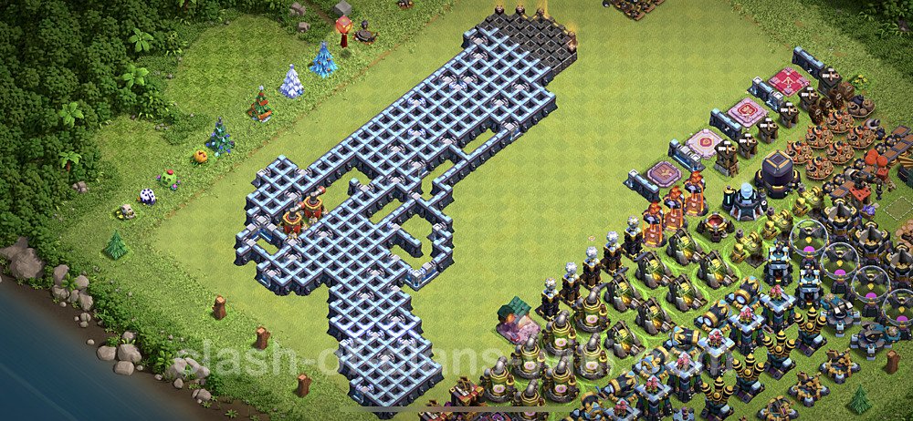 TH14 Troll Base Plan with Link, Copy Town Hall 14 Funny Art Layout, #4