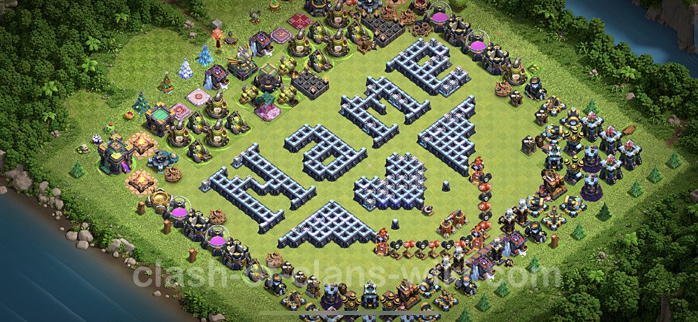 TH14 Troll Base Plan with Link, Copy Town Hall 14 Funny Art Layout, #6