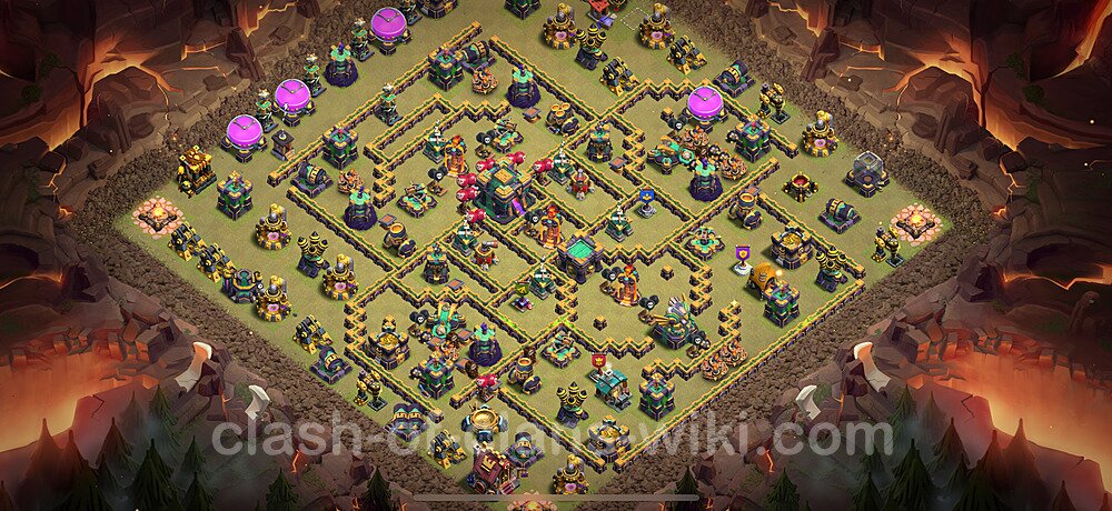 TH14 Anti 2 Stars War Base Plan with Link, Copy Town Hall 14 CWL Design 2025, #1056