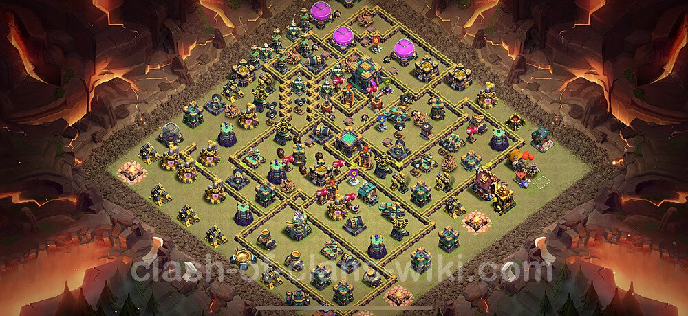 TH14 Anti 3 Stars War Base Plan with Link, Copy Town Hall 14 CWL Design 2025, #1131