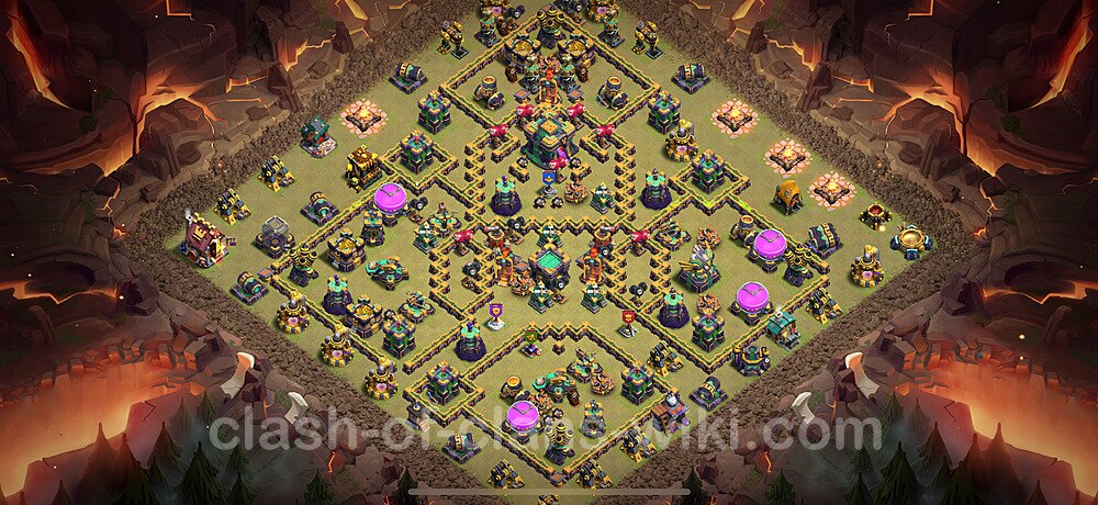 TH14 Anti 3 Stars War Base Plan with Link, Copy Town Hall 14 CWL Design 2025, #1132