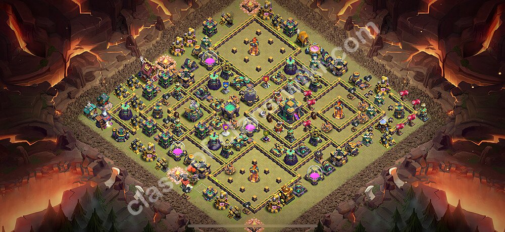 Diseño de aldea para Guerra Ayuntamiento 14 Copiar, Liga de Leyenda, Anti Aire / Electro Dragón - COC TH14 Perfecta Distribucion 2025 + Enlace, #1164