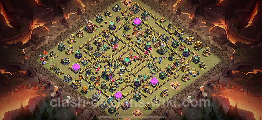 TH14 Anti 3 Stars War Base Plan with Link, Copy Town Hall 14 CWL Design 2025, #1185