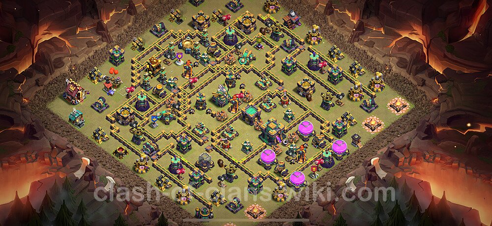 TH14 Anti 3 Stars War Base Plan with Link, Anti Everything, Copy Town Hall 14 CWL Design 2025, #1378