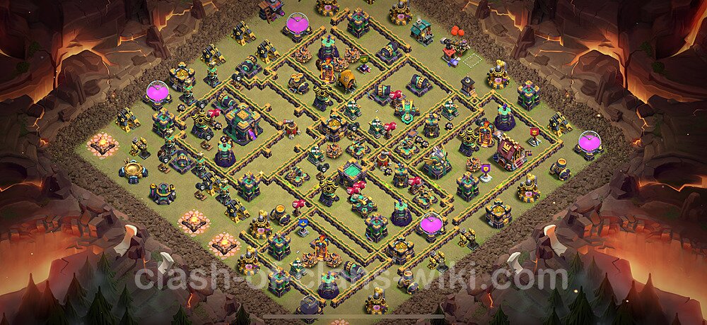 TH14 Anti 2 Stars War Base Plan with Link, Anti Air / Electro Dragon, Copy Town Hall 14 CWL Design 2025, #1540
