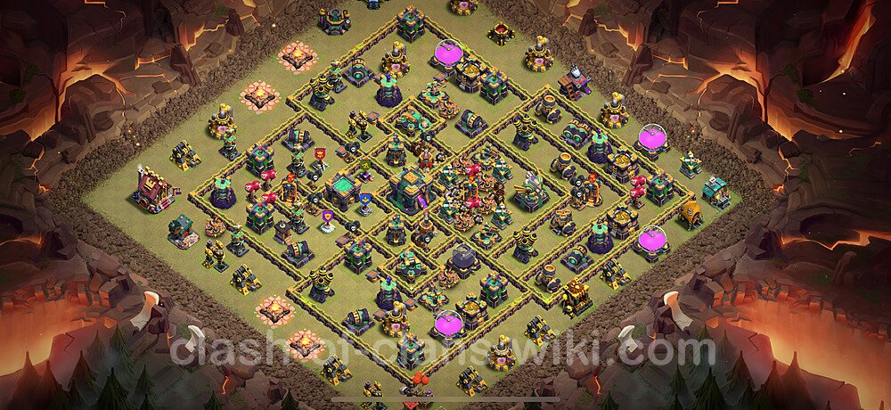 TH14 Anti 2 Stars War Base Plan with Link, Legend League, Copy Town Hall 14 CWL Design 2025, #1546