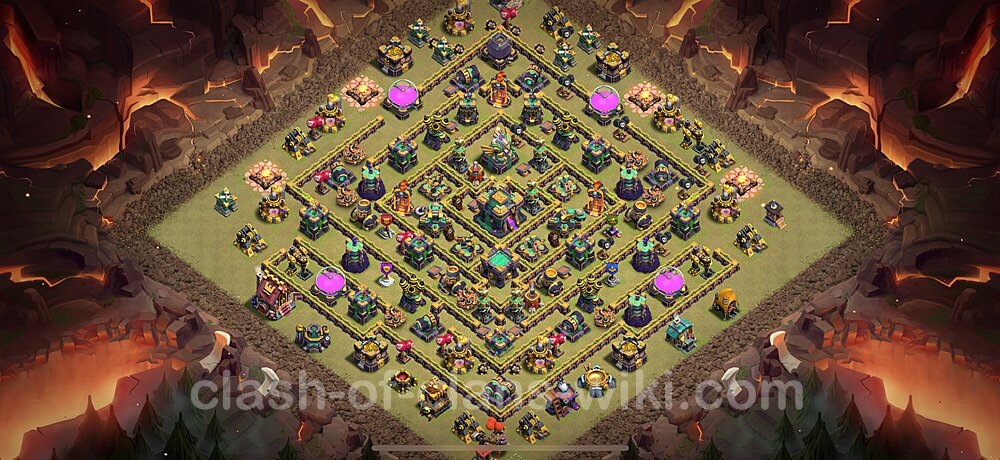 TH14 Anti 2 Stars War Base Plan with Link, Legend League, Copy Town Hall 14 CWL Design 2025, #1547