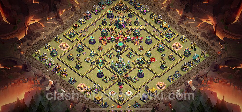 TH14 Anti 3 Stars War Base Plan with Link, Copy Town Hall 14 CWL Design 2024, #1694