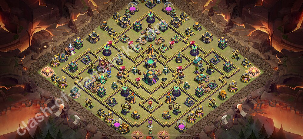 Diseño de aldea para Guerra Anti 2 Estrellas Ayuntamiento 14 Copiar, Liga de Leyenda - COC TH14 Perfecta Distribucion 2026 + Enlace, #2390