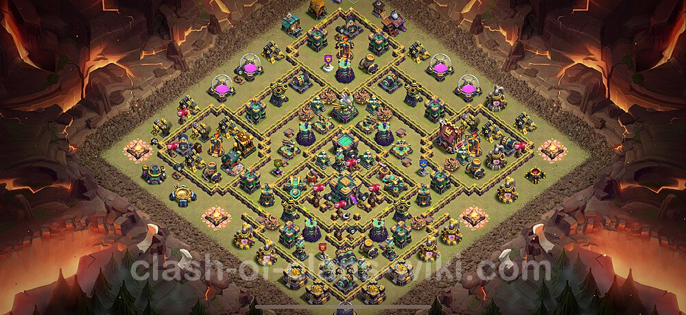 TH14 Anti 2 Stars War Base Plan with Link, Legend League, Copy Town Hall 14 CWL Design 2025, #2391