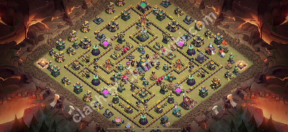 TH14 Anti 3 Stars War Base Plan with Link, Copy Town Hall 14 CWL Design 2026, #3186