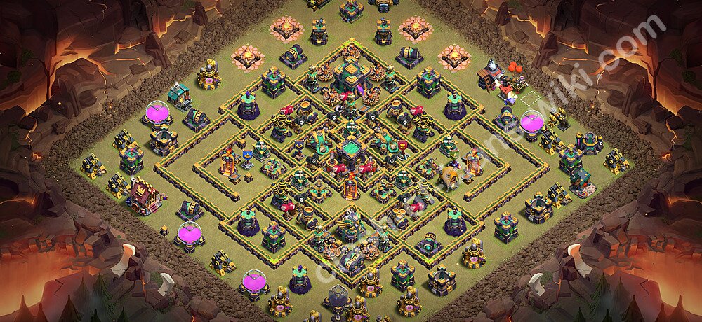 TH14 Anti 3 Stars War Base Plan with Link, Copy Town Hall 14 CWL Design 2026, #3359