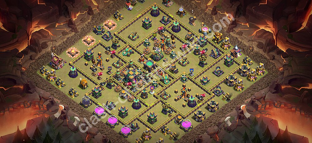 TH14 Anti 3 Stars War Base Plan with Link, Copy Town Hall 14 CWL Design 2026, #3360