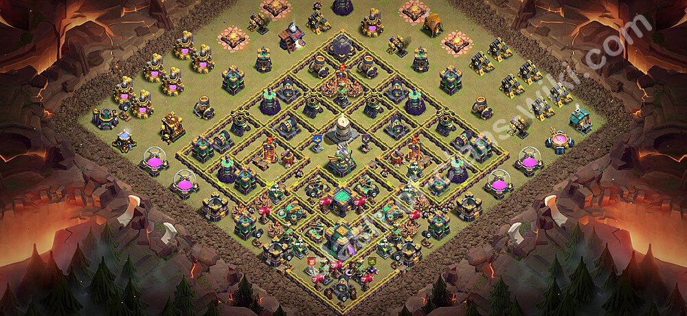 TH14 War Base Plan with Link, Copy Town Hall 14 CWL Design 2026, #3592