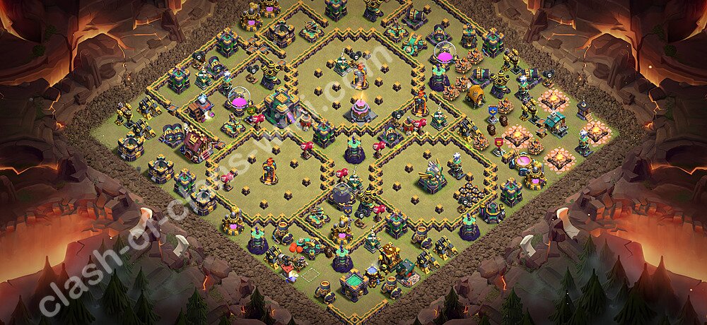 TH14 War Base Plan with Link, Anti Everything, Copy Town Hall 14 CWL Design 2026, #3593