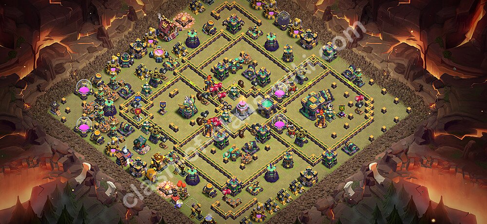 TH14 Anti 3 Stars War Base Plan with Link, Anti Air / Electro Dragon, Copy Town Hall 14 CWL Design 2026, #3594